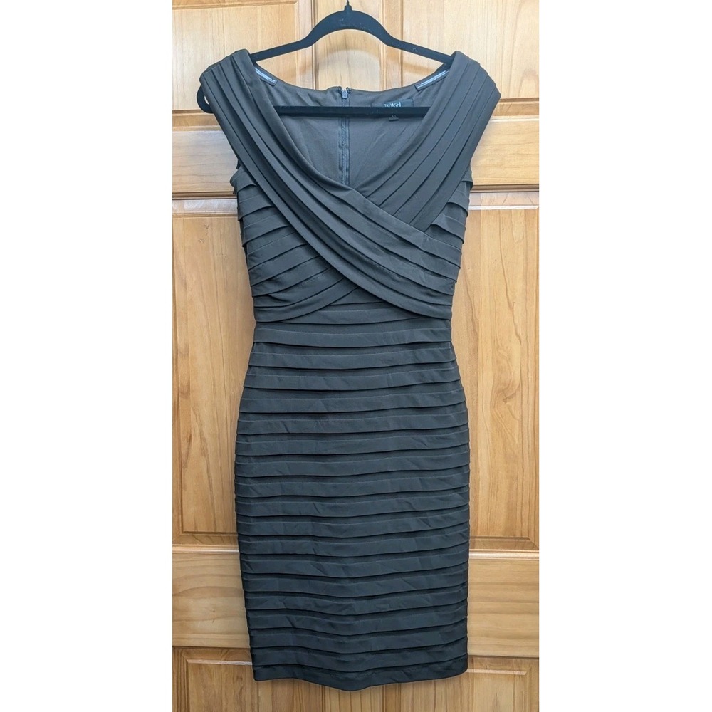 Tadashi Collection Women's Dress XS Bodycon Stretchy Sheath Brown Formal